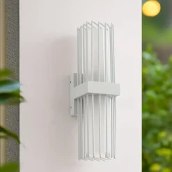 udendørs væglampe Chandan, 42 cm, hvid, metal, IP54^Lucande