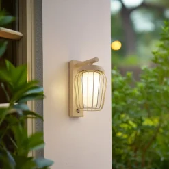 Lucande udendørs væglampe Chandan, 30 cm, beige, sensor, IP44