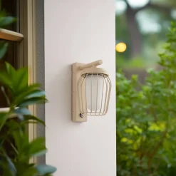 Lucande udendørs væglampe Chandan, 30 cm, beige, sensor, IP44