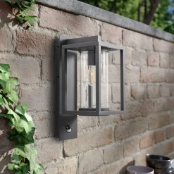 Lucande Væglampe Med Sensor|Væglamper>udendørs væglampe Ferda, sensor, antracit, IP44