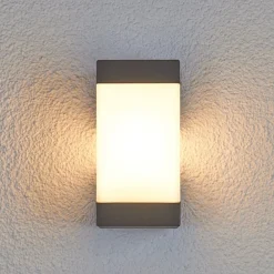 udendørs væglampe Kiran, grå, metal, IP44, E27^Lucande New