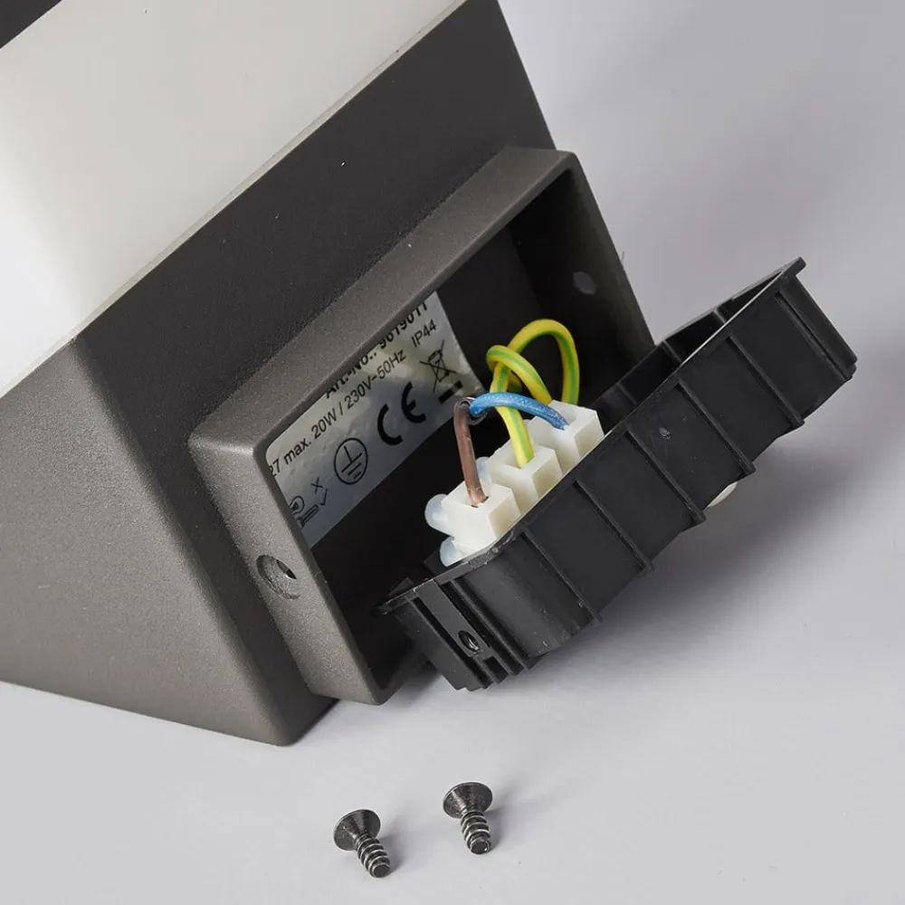 udendørs væglampe Kiran, grå, metal, IP44, E27^Lucande New