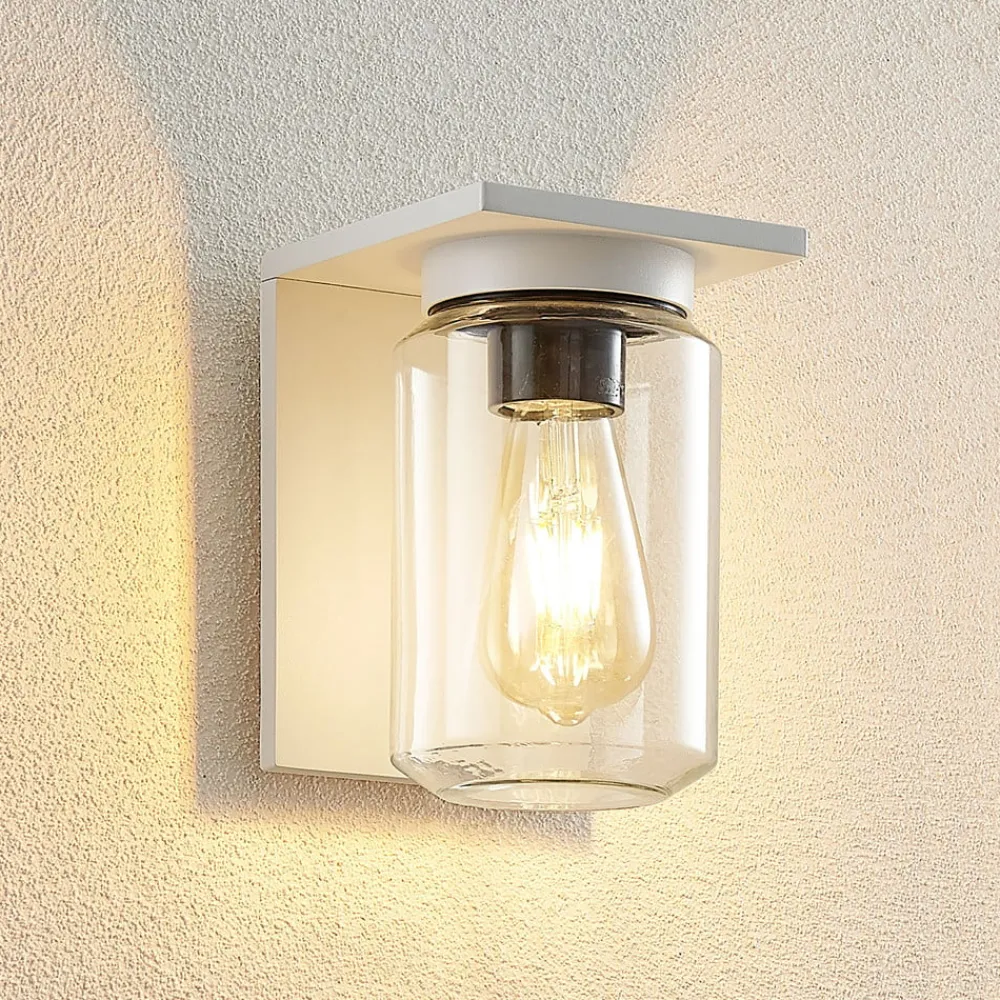 udendørs væglampe Semka, hvid, aluminium, glas, 20 cm^Lucande Best