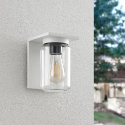 udendørs væglampe Semka, hvid, aluminium, glas, 20 cm^Lucande Best