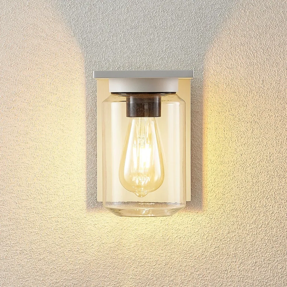 udendørs væglampe Semka, hvid, aluminium, glas, 20 cm^Lucande Best