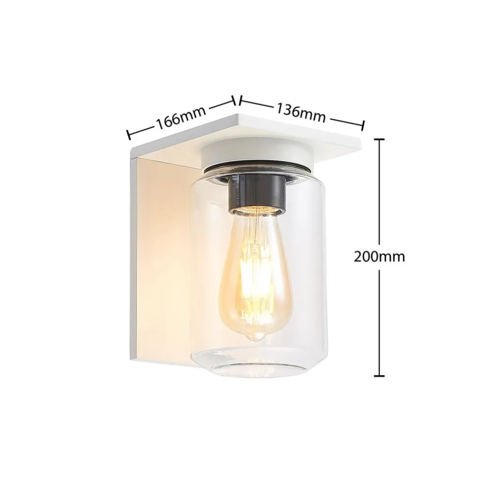 udendørs væglampe Semka, hvid, aluminium, glas, 20 cm^Lucande Best