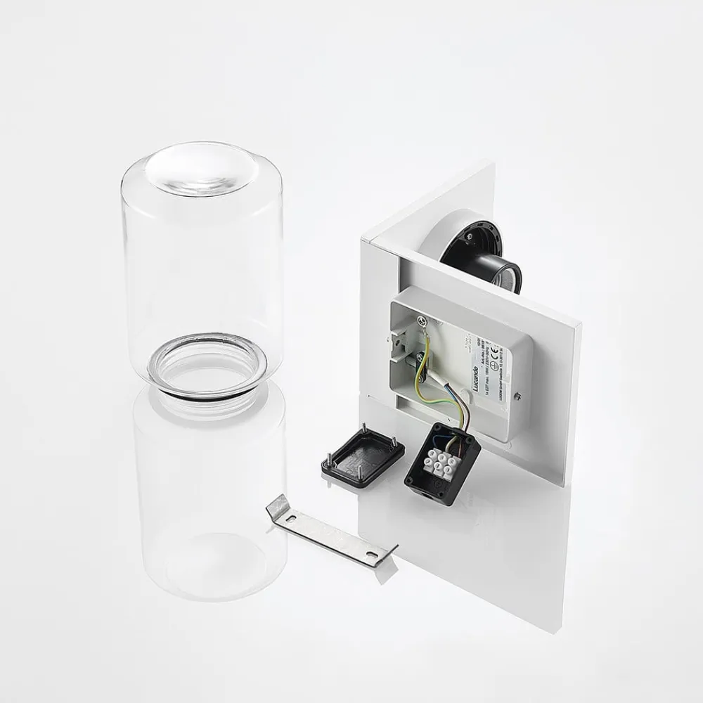 udendørs væglampe Semka, hvid, aluminium, glas, 20 cm^Lucande Best