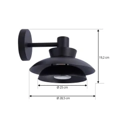 udendørs væglampe Thais, sort, metal, Ø 25 cm^Lucande