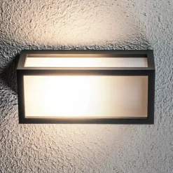 Lucande udendørs væglampe Tame, antracit, metal, 25 cm