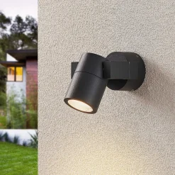 Lucande udendørs vægspot Kavuna, rund, antracit, IP54