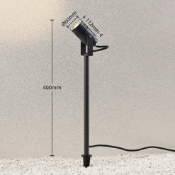 Lucande udendørsspot Galina, jordspyd, stik, grå, 40 cm