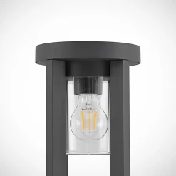 Lucande vejlampe Overa, grå, metal, 68 cm, IP44, E27