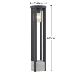 Lucande vejlampe Overa, grå, metal, 68 cm, IP44, E27