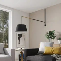 Lucande væglampe Beleza, højde 150 cm, kan trækkes ud, tekstil