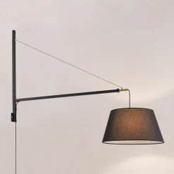 Lucande væglampe Beleza, højde 150 cm, kan trækkes ud, tekstil