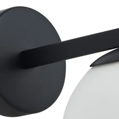 Lucande væglampe Bidolo, sort, glas, Ø 12 cm, IP44