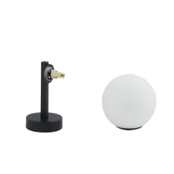 Lucande væglampe Bidolo, sort, glas, Ø 12 cm, IP44