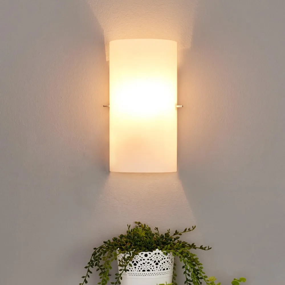 Lucande væglampe Sidra, højde 28 cm, glas, halvcirkelformet