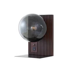 Lucande væglampe Veloura, højde 30 cm, glas, træ, USB