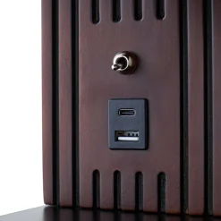 Lucande væglampe Veloura, højde 30 cm, glas, træ, USB