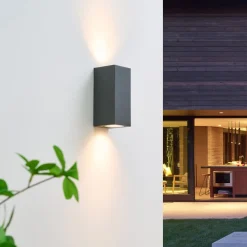 Lucande Terrassebelysning|Væglamper>vægspot Lavina, 17 cm, antracit, GU10, 2 lyskilder.