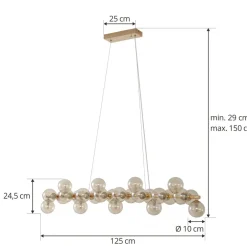Lucande -pendel Naelen, guld/amber, 125 cm, glas, G9
