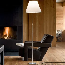 Luceplan Costanza gulvlampe D13t, aluminium/hvid