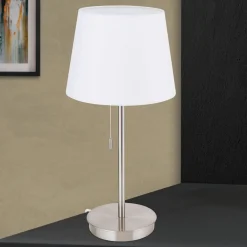 ORION Ludwig bordlampe med USB-port, hvid/mat nikkel