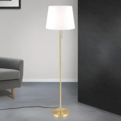 ORION Gulvlamper>Ludwig tekstilgulvlampe, antik messing