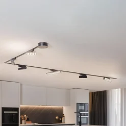 Lindby Skinnesystem>Lumaro skinnesystem, sporskifte, 6 lyskilder, sort, 48V, dæmpbar