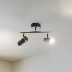 Lume loftspot, 2 lyskilder, sort/messing, højde 22 cm, jern^Lucea Hot