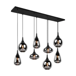 Lumina pendel, 8-lys, sort/krom, glas^Trio Lighting