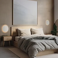 TK Lighting Luna væglampe, beige, indirekte lys, Ø 30 cm, stål