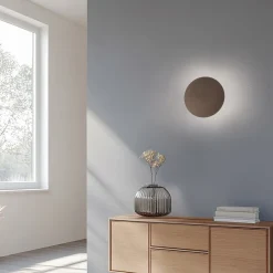 Luna væglampe, brun, indirekte lys, Ø 30 cm, stål^TK Lighting Outlet