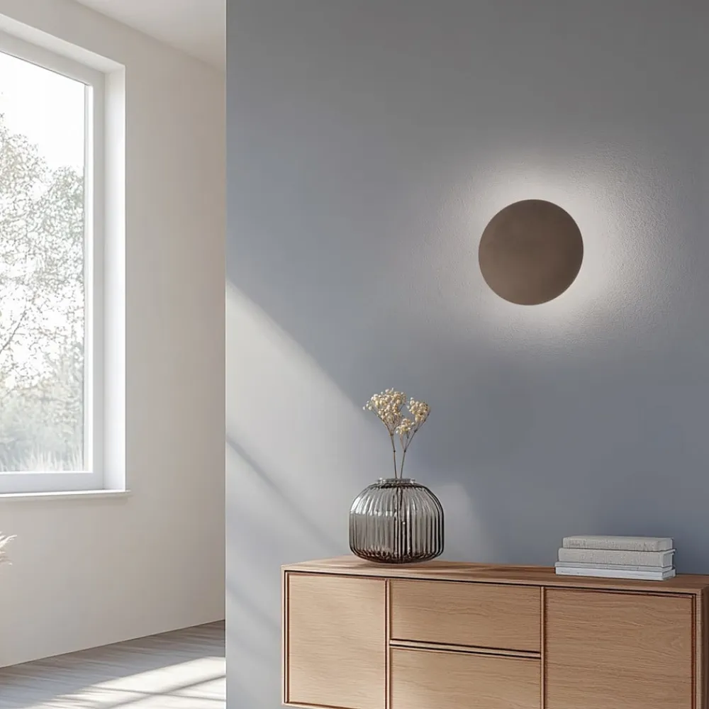 Luna væglampe, brun, indirekte lys, Ø 30 cm, stål^TK Lighting Outlet