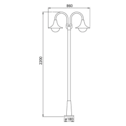 Lygtepæl 171, 2 lyskilder, hvid^Albert Leuchten Hot