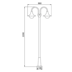Albert Leuchten Lygtepæl 171, 2 lyskilder, sort