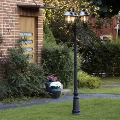 Lygtepæl Parma 3 lyskilder med rustfrit ståltag^Konstsmide Sale