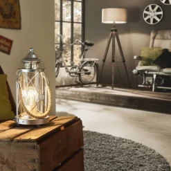Lys lanterne bordlampe Kirian sølv-antik^EGLO Hot
