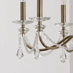 Lucea Lysekrone Adone, 6 lyskilder, messing, Ø 70 cm, krystalglas