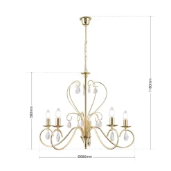 ORION Lysekrone Alessia 5 lyskilder krystalglas guld