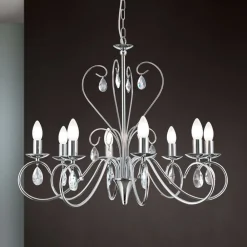 ORION Lysekroner>Lysekrone Alessia 8 lyskilder krystalglas krom