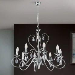 ORION Lysekroner>Lysekrone Alessia 8 lyskilder krystalglas krom