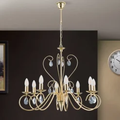 ORION Lysekrone Alessia 8 lyskilder krystalglas guld