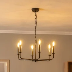 Euluna Lysekroner>Lysekrone Ampli, sort/guld, 6 lyskilder