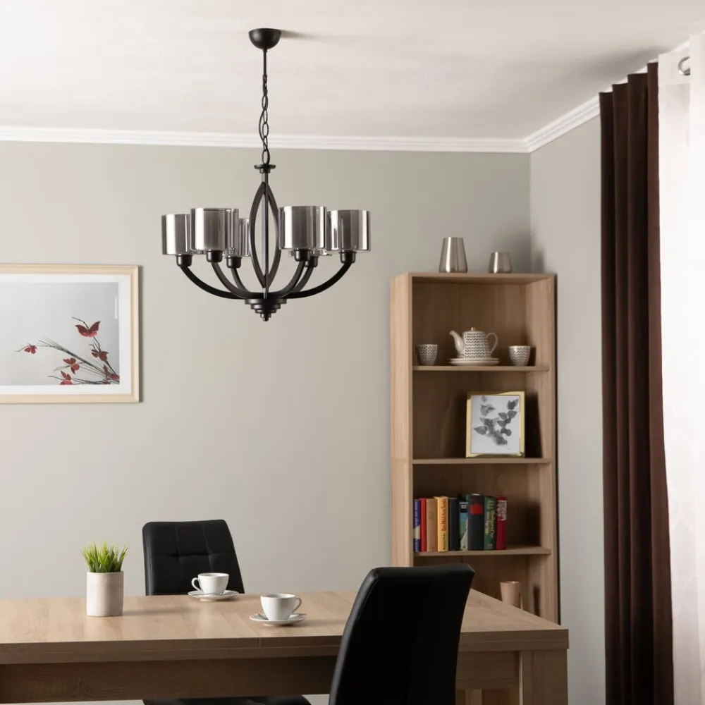 Avonni Lysekrone AV-7002-1876-6BSY med glasskærme