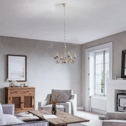 Lysekrone Ayleen med 6 lyskilder, 1 niveau, hvid^Lamkur Hot