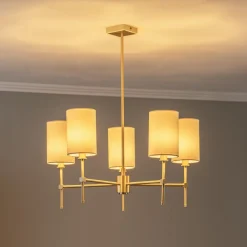 Lysekrone Azzi tekstilskærm med 5 lyskilder, hvid^Argon New