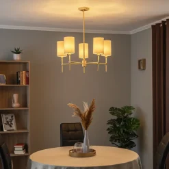 Lysekrone Azzi tekstilskærm med 5 lyskilder, hvid^Argon New