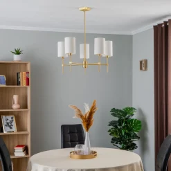 Lysekrone Azzi tekstilskærm med 5 lyskilder, hvid^Argon New